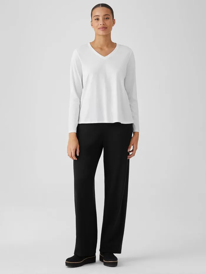 Tops and Tees Women Eileen Fisher Organic Pima Cotton Jersey VNeck Top White