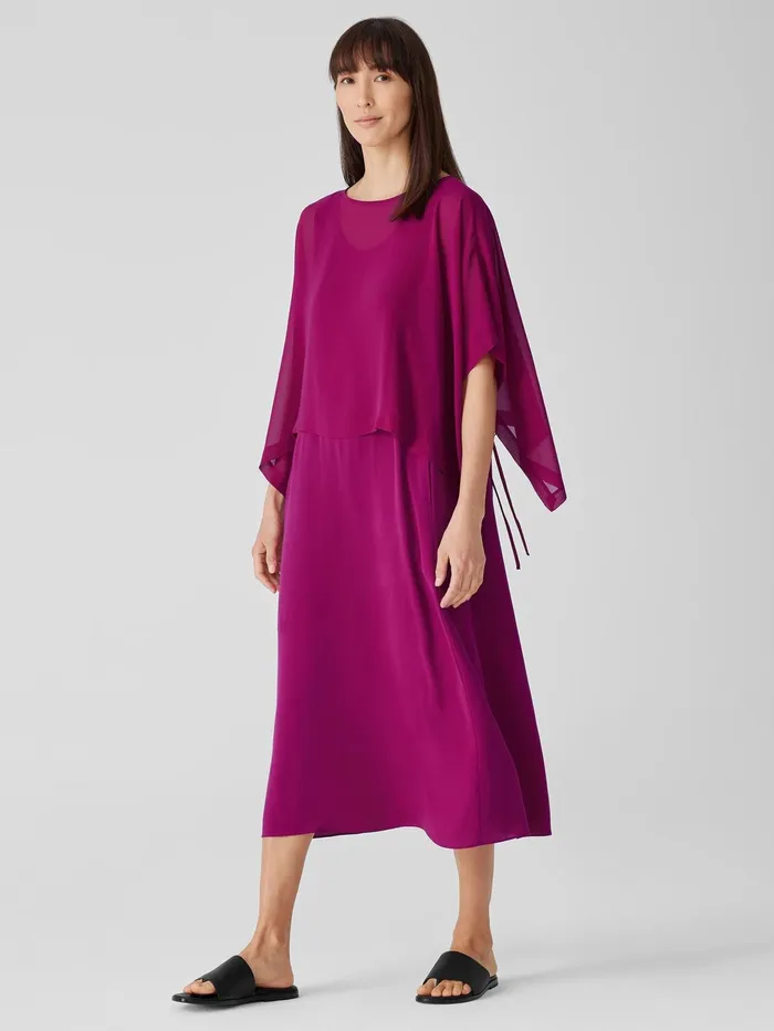 Tops and Tees Women Eileen Fisher Sheer Silk Georgette Poncho Rhapsody