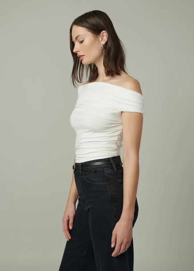 Tops Joe8217s Jeans Women THE MIA SLEEVELESS OFF THE SHOULDER TOP Ecru