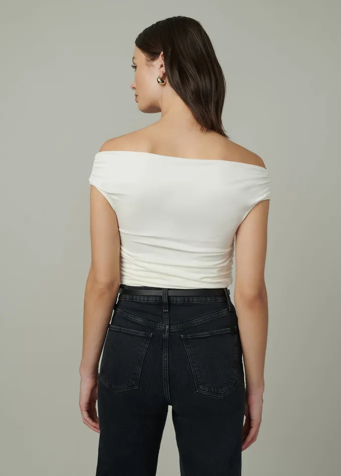 Tops Joe8217s Jeans Women THE MIA SLEEVELESS OFF THE SHOULDER TOP Ecru