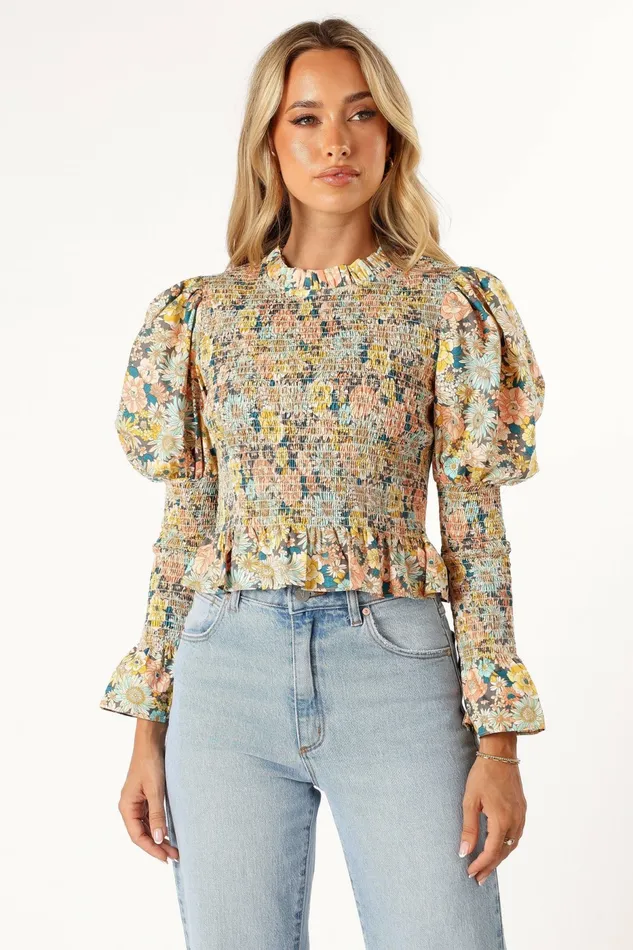 Tops Novah Long Sleeve Top Floral Petal and Pup Women