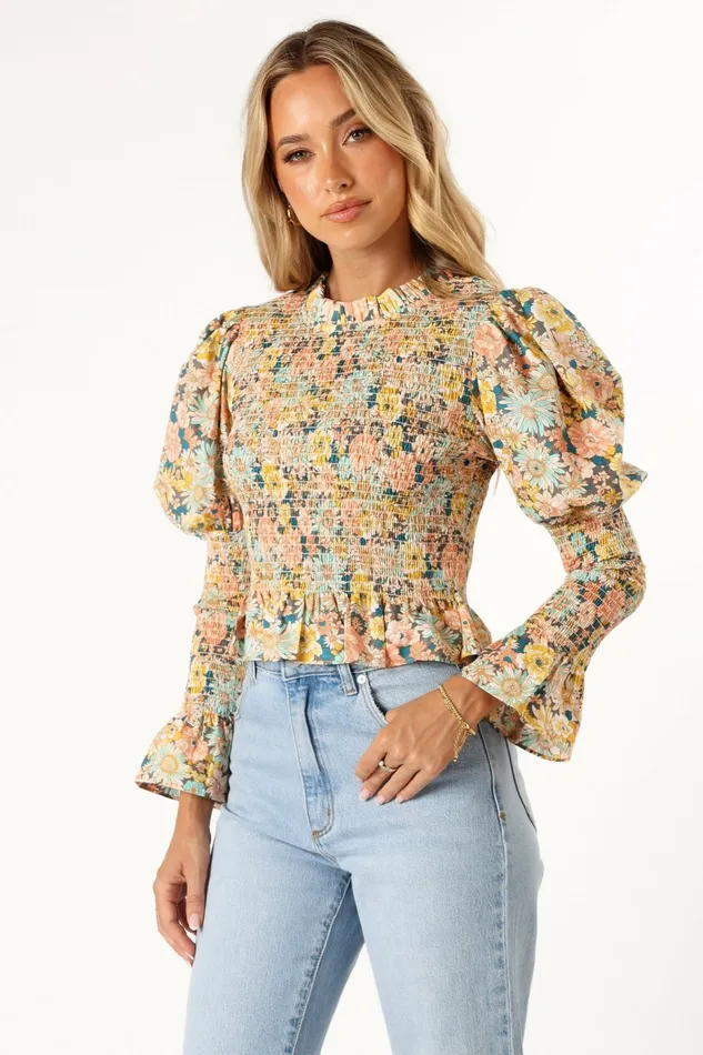 Tops Novah Long Sleeve Top Floral Petal and Pup Women