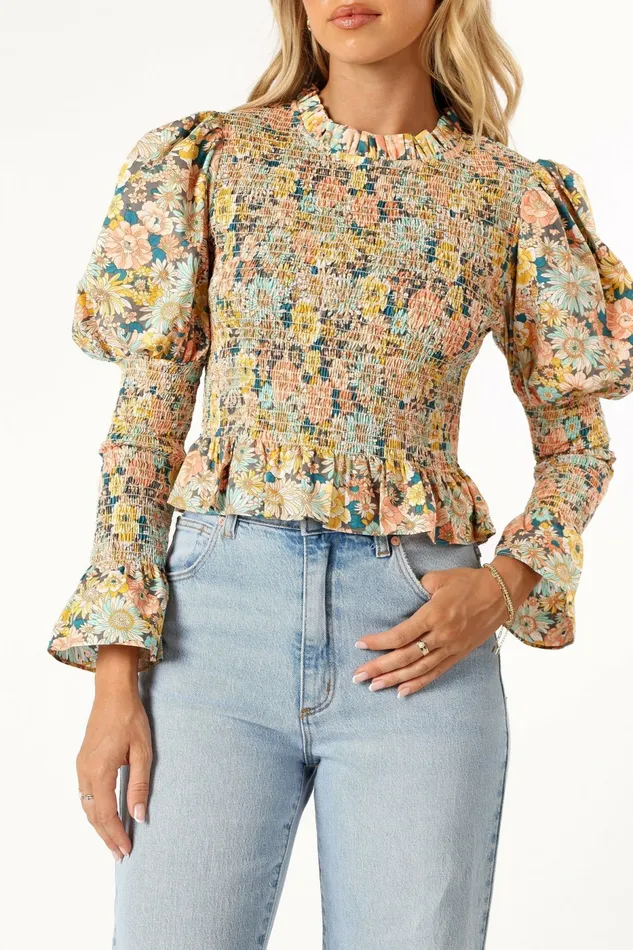 Tops Novah Long Sleeve Top Floral Petal and Pup Women