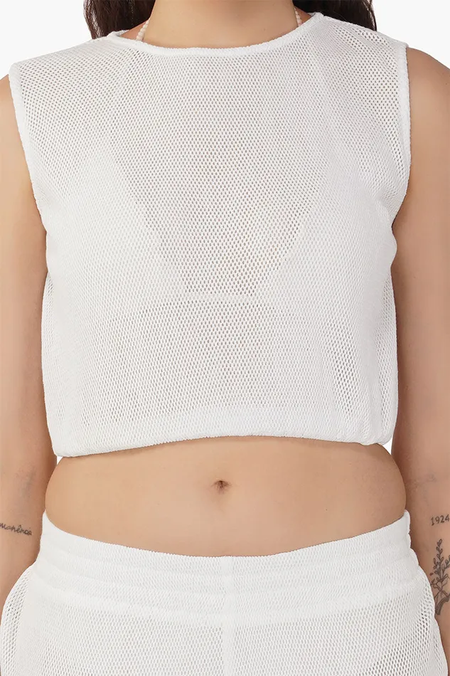 Tops Women America and Beyond Indy Mesh Crop Top