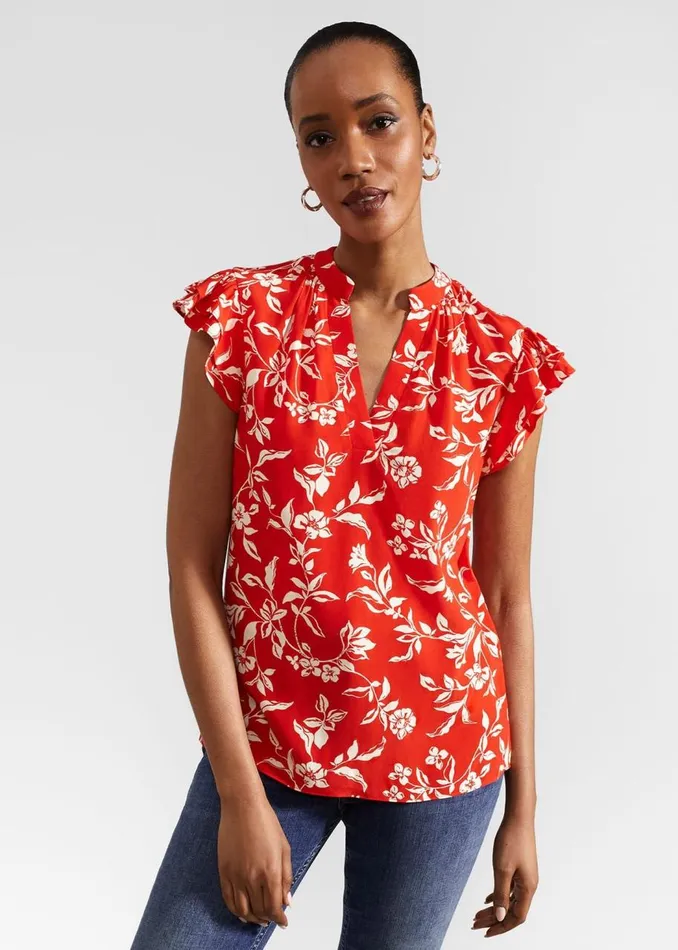 Tops Women HOBBS Cleo Top Red Buttercream