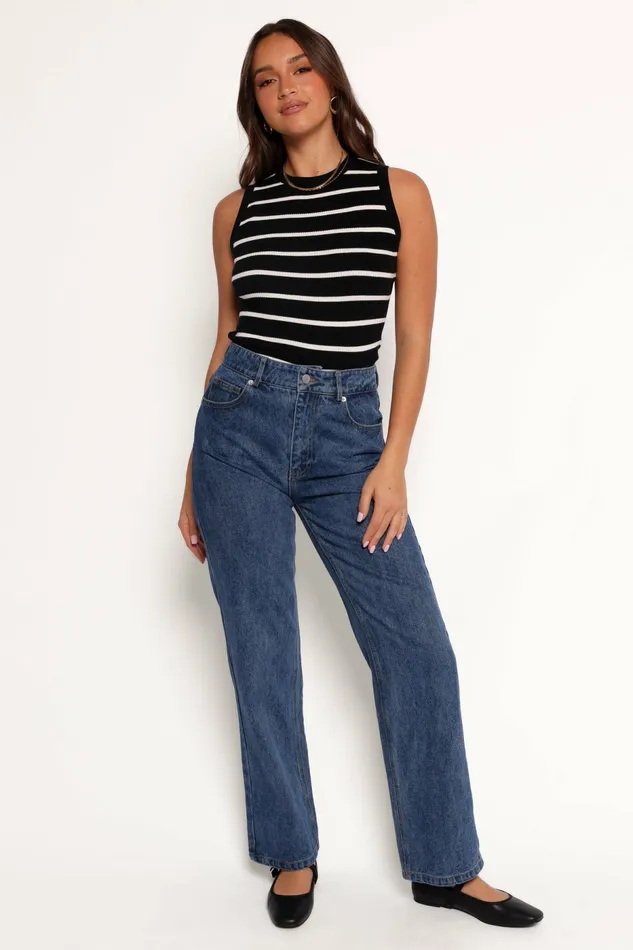 Tops Women Margot Knit Top Black Stripe Petal and Pup