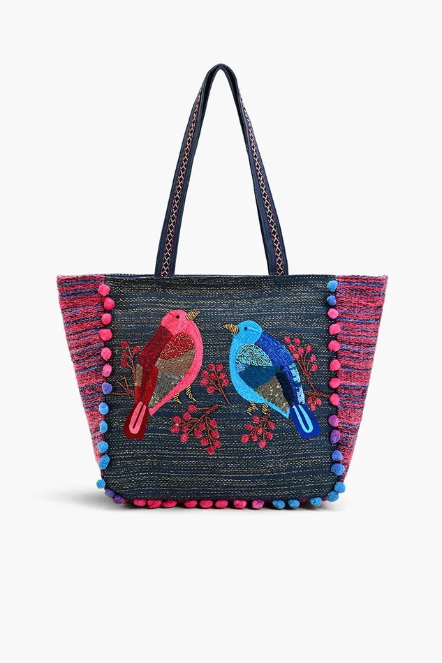 Totes America and Beyond Women Embellished Shopper Tote Birds