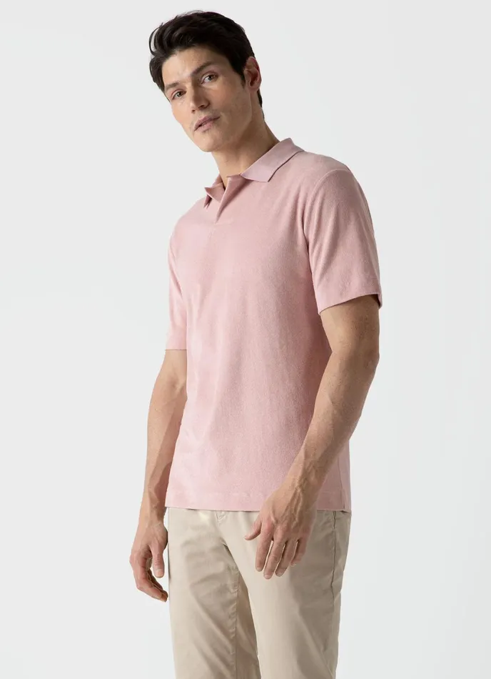 Towelling Polo Shirt Shell Pink Men SUNSPEL Polo Shirts