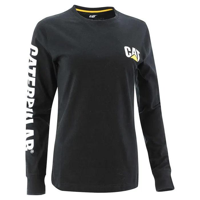 Trademark Banner Long Sleeve Tee Black Women Cat Footwear Tops and Outerwear