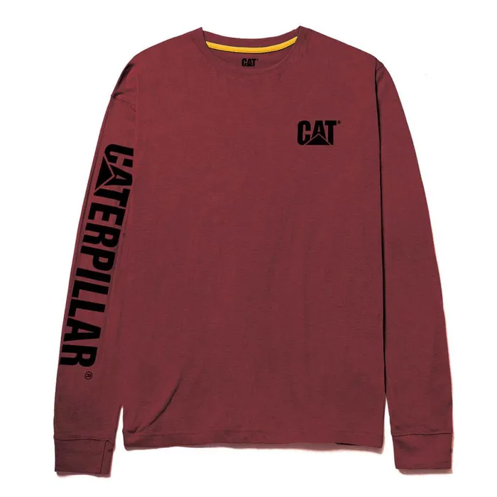 Trademark Banner Long Sleeve Tee Brick Heather Men Cat Footwear Tops and Outerwear