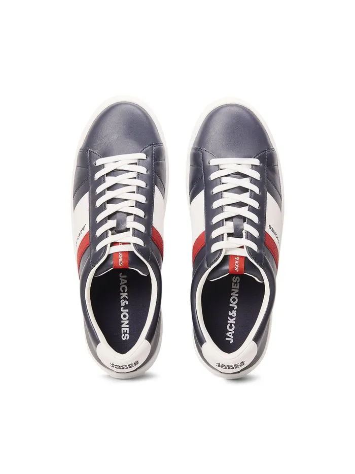 Trainers JACK and JONES Mens CONTRAST COLOUR FAUX LEATHER SNEAKERS Blue Navy Blazer Cheap On Sale