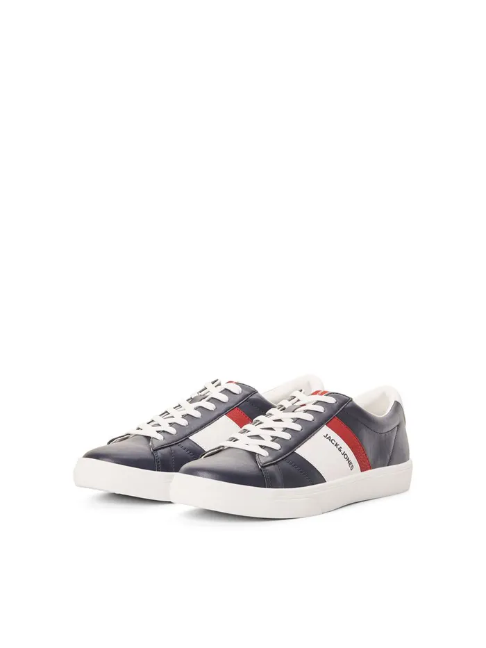 Trainers JACK and JONES Mens CONTRAST COLOUR FAUX LEATHER SNEAKERS Blue Navy Blazer Cheap On Sale