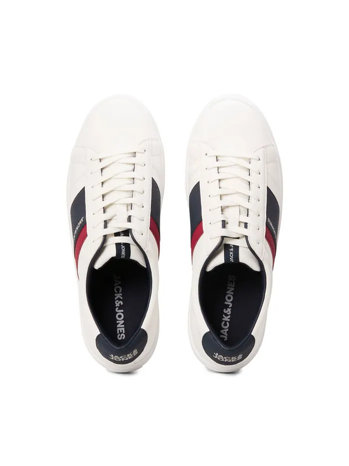 Trainers JACK and JONES Mens CONTRAST COLOUR FAUX LEATHER SNEAKERS White Bright White Gift 4 You