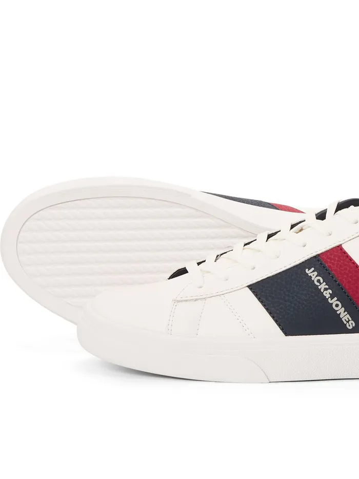 Trainers JACK and JONES Mens CONTRAST COLOUR FAUX LEATHER SNEAKERS White Bright White Gift 4 You