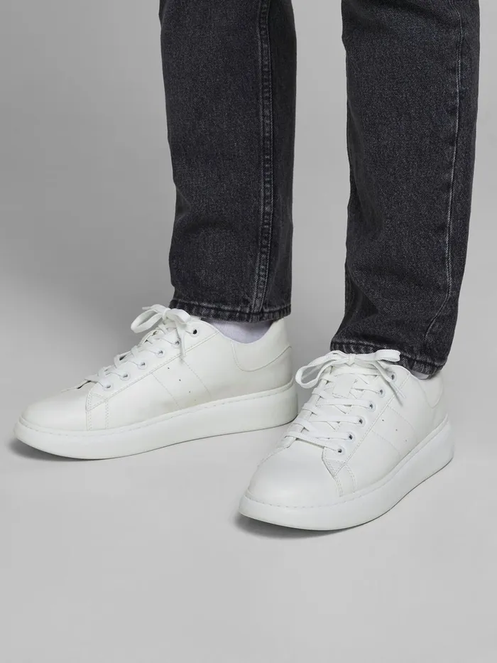Trainers JACK and JONES Mens PU LEATHER SNEAKERS White Bright White Popular
