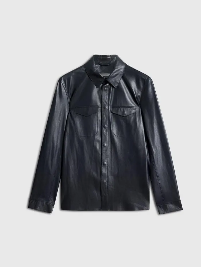 TRAVIS SHIRT JACKET Dark Blue Men John Varvatos Leather Jackets