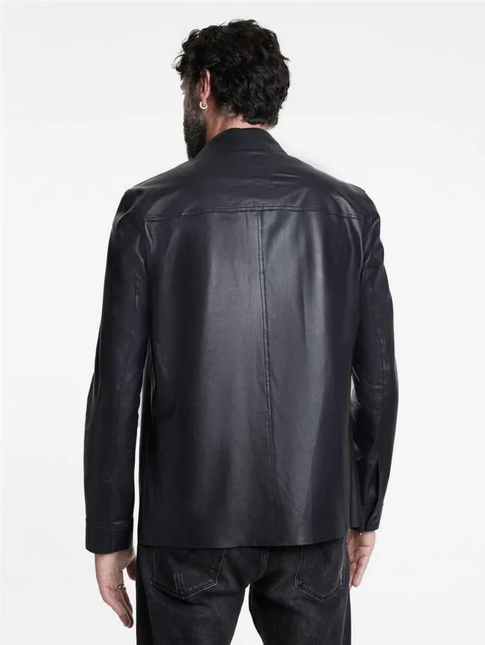 TRAVIS SHIRT JACKET Dark Blue Men John Varvatos Leather Jackets