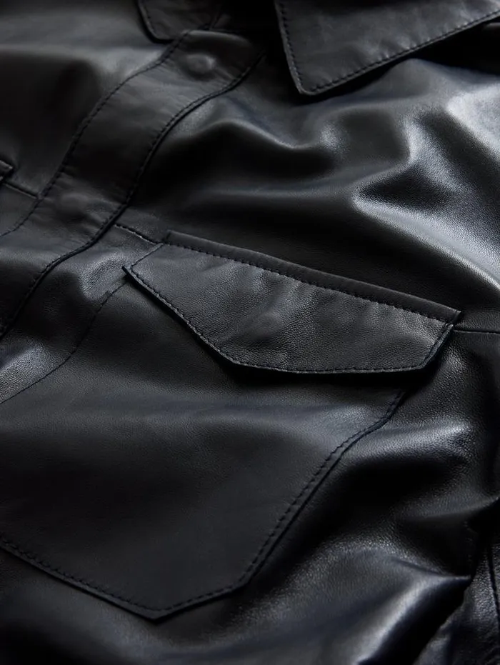 TRAVIS SHIRT JACKET Dark Blue Men John Varvatos Leather Jackets