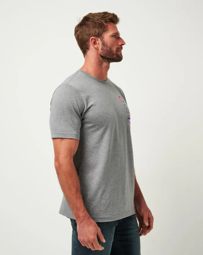 TravisMathew CHICAGO CUBS SUNSET SLAM TEE Heather Grey Men Tees TravisMathew CHICAGO CUBS SUNSET SLAM TEE Heather Grey Men Tees
