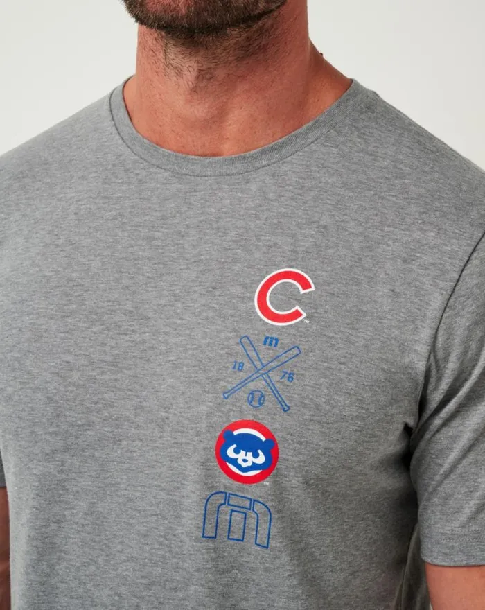 TravisMathew CHICAGO CUBS SUNSET SLAM TEE Heather Grey Men Tees TravisMathew CHICAGO CUBS SUNSET SLAM TEE Heather Grey Men Tees