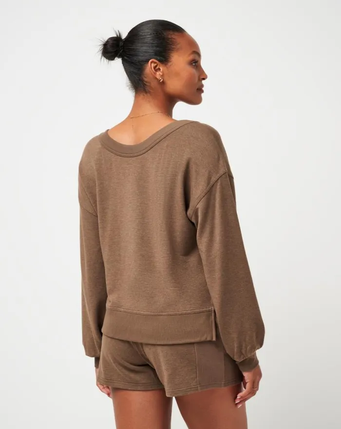TravisMathew SEPTEMBER MORNING CLOUD TOP Heather Cocoa Brown Women Shirts and Tops