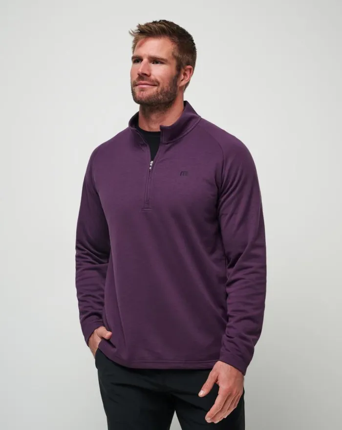 TravisMathew UPGRADED QUARTER ZIP Plum Men Quarter Zips