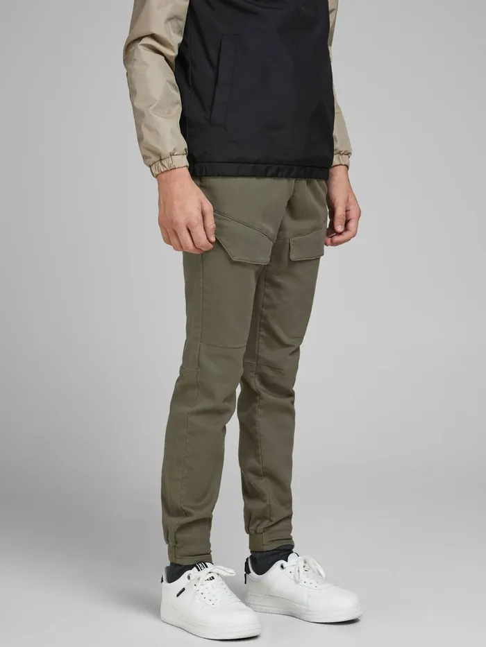 Trousers JACK and JONES Junior BOYS LOOPBACK CARGO TROUSERS Green Dusty Olive