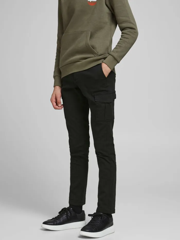 Trousers JACK and JONES Junior BOYS MARCO JOE CARGO TROUSERS Black Black
