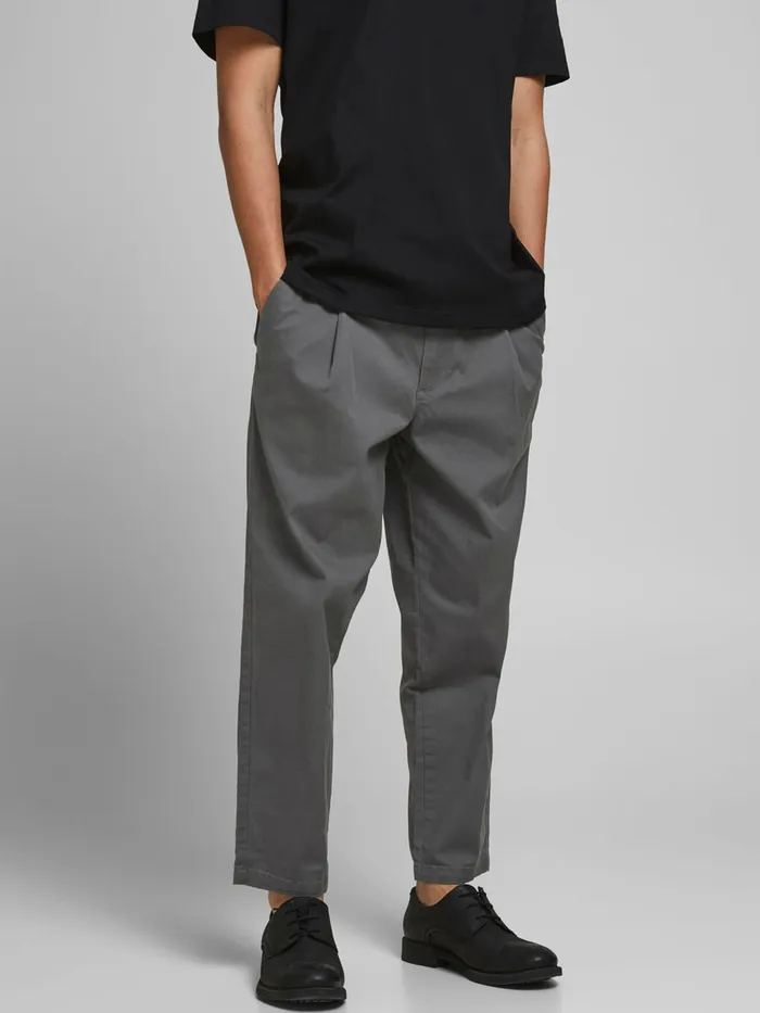 Trousers JACK and JONES Mens BILL RICO AKM CHINOS Grey Asphalt