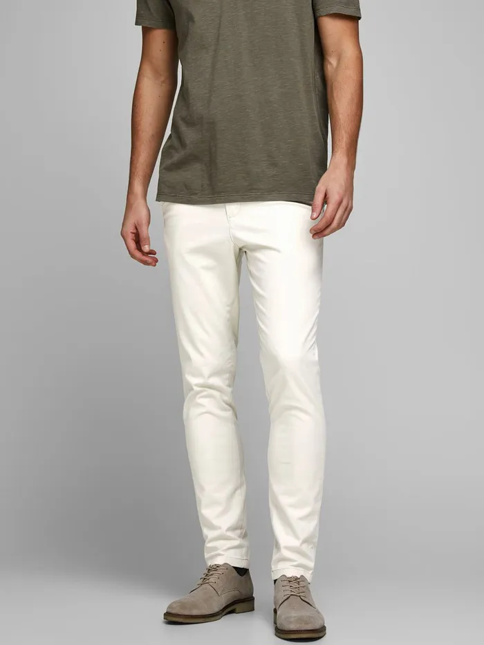 Trousers JACK and JONES Mens MARCO BOWIE SILVER BIRCH CHINOS White Silver Birch