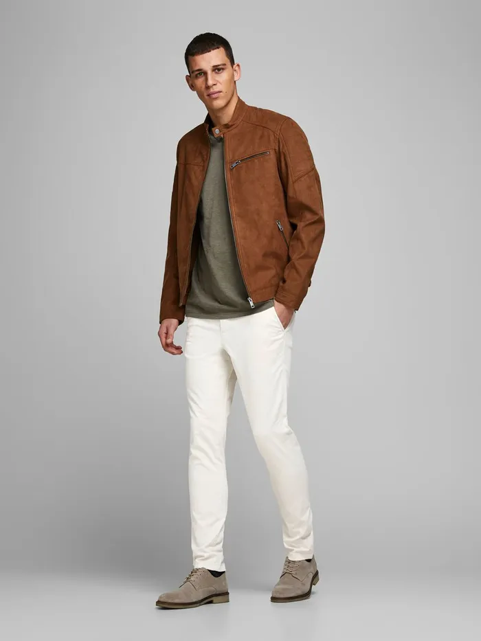 Trousers JACK and JONES Mens MARCO BOWIE SILVER BIRCH CHINOS White Silver Birch