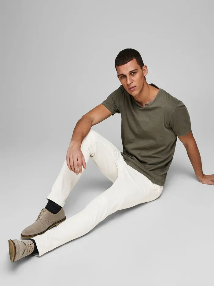 Trousers JACK and JONES Mens MARCO BOWIE SILVER BIRCH CHINOS White Silver Birch