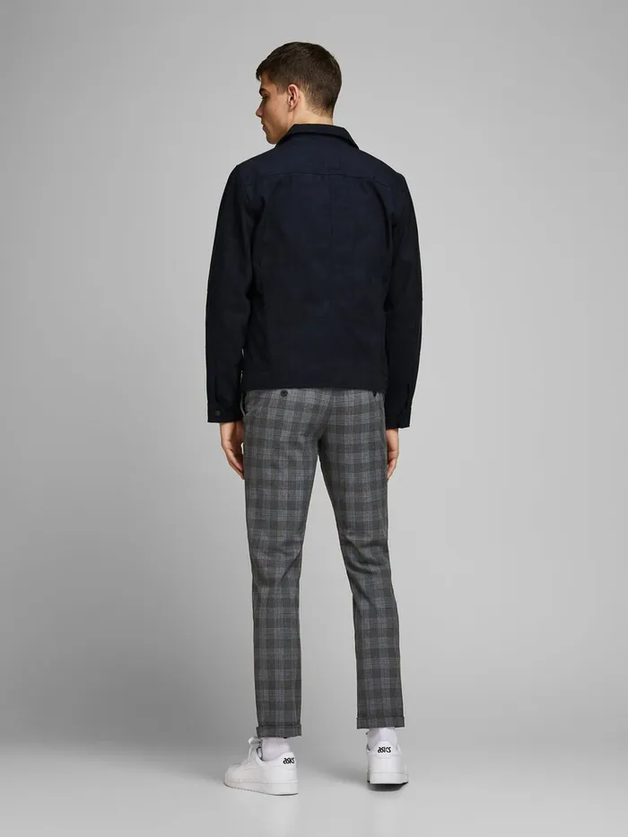 Trousers JACK and JONES Mens MARCO CHECK CHINOS Grey White