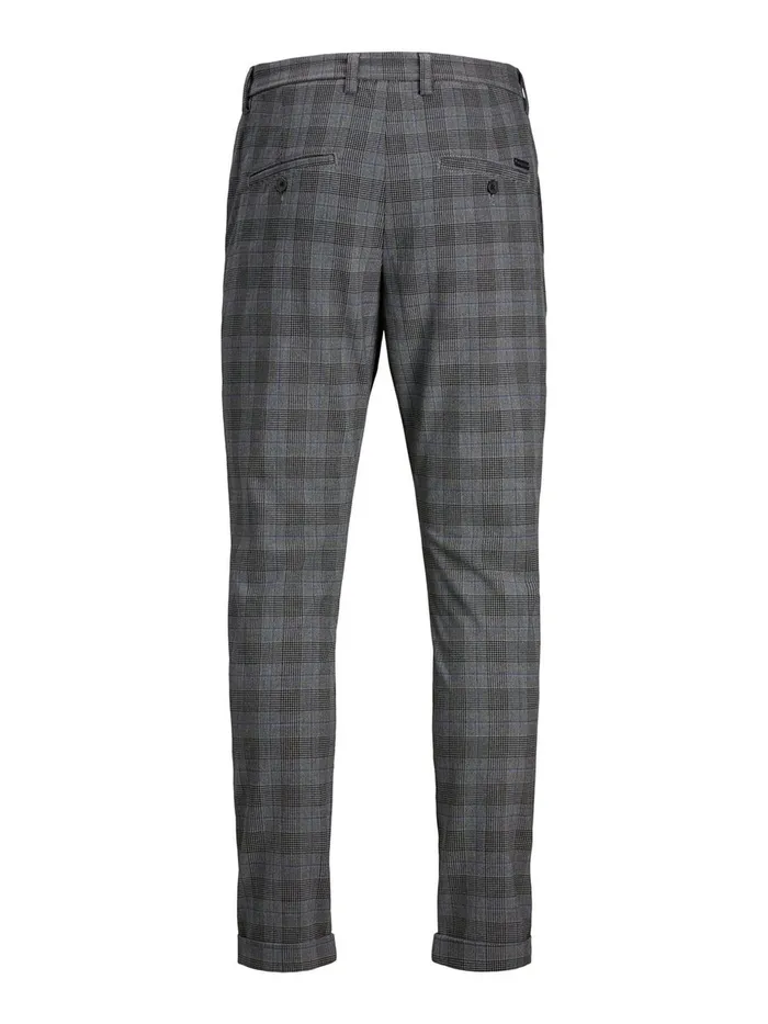 Trousers JACK and JONES Mens MARCO CHECK CHINOS Grey White