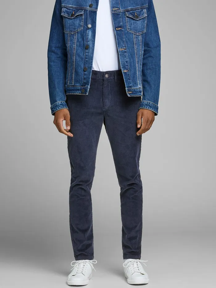 Trousers JACK and JONES Mens MARCO CORDUROY AKM 761 CHINOS Blue Navy Blazer