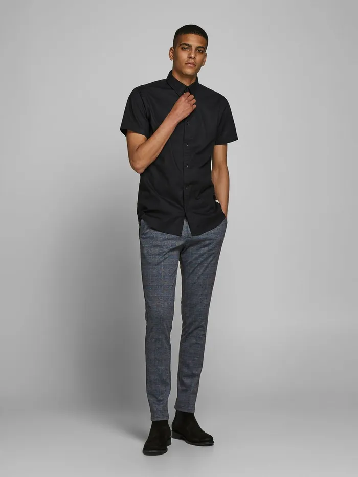Trousers JACK and JONES Mens MARCO PHIL CHECKED SUIT TROUSERS Grey Dark Grey
