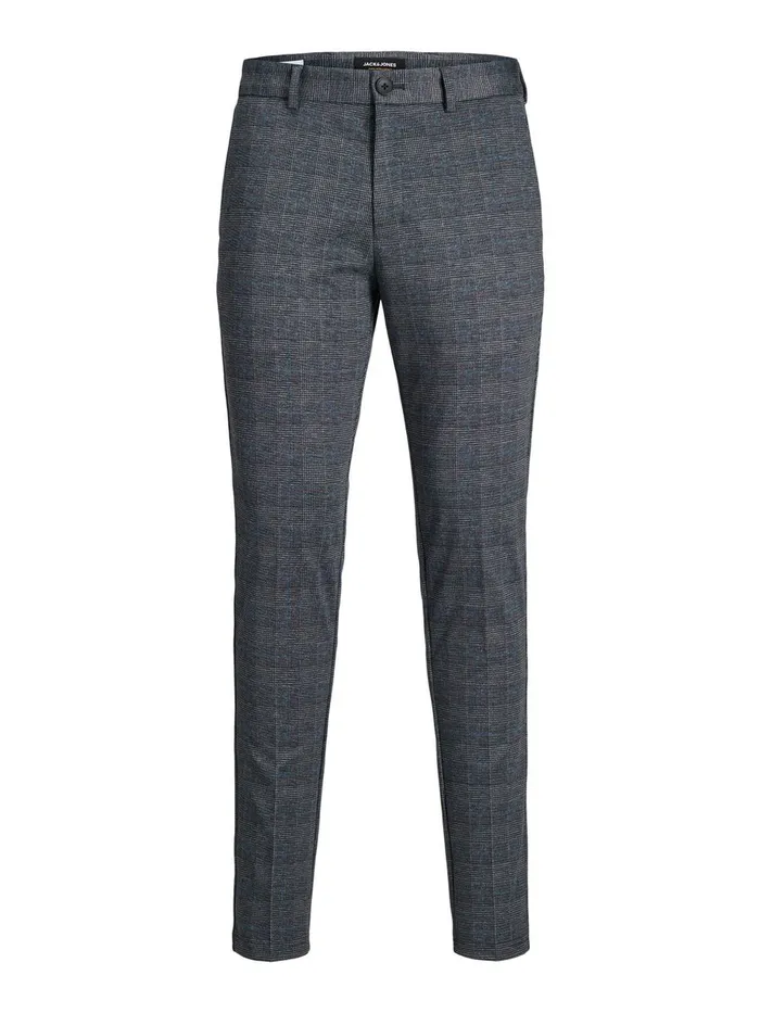 Trousers JACK and JONES Mens MARCO PHIL CHECKED SUIT TROUSERS Grey Dark Grey