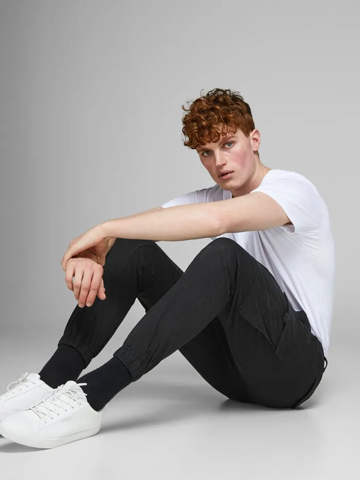 Trousers JACK and JONES Mens PAUL FLAKE AKM 542 CARGO PANTS Black Black Gift Ideas