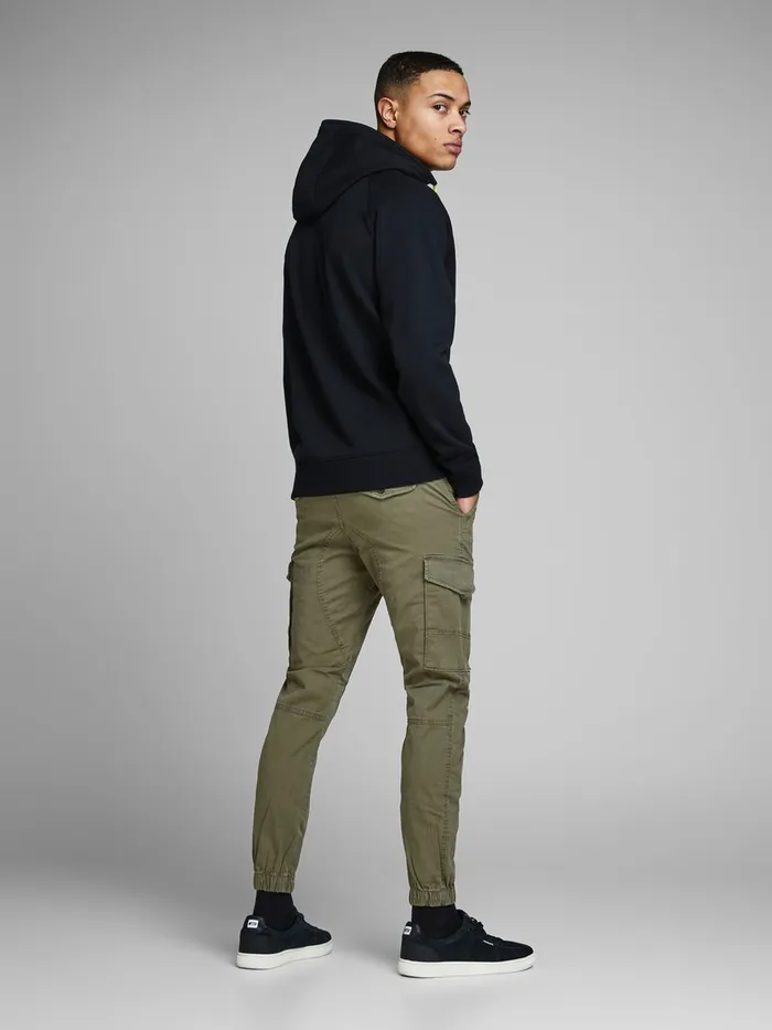 Trousers JACK and JONES Mens PAUL FLAKE AKM 542 CARGO PANTS Green Olive Night Casaul
