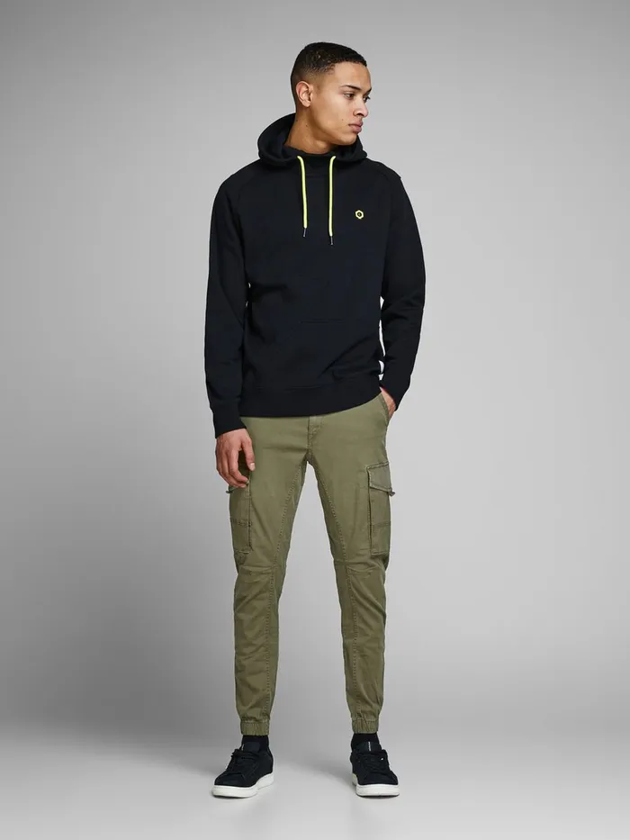 Trousers JACK and JONES Mens PAUL FLAKE AKM 542 CARGO PANTS Green Olive Night Casaul