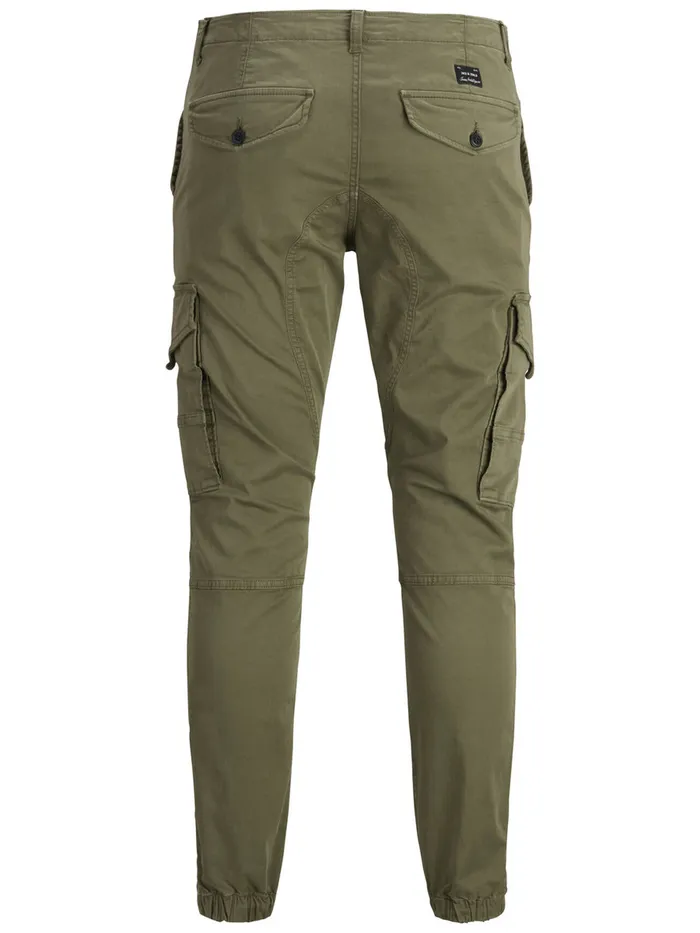 Trousers JACK and JONES Mens PAUL FLAKE AKM 542 CARGO PANTS Green Olive Night Casaul