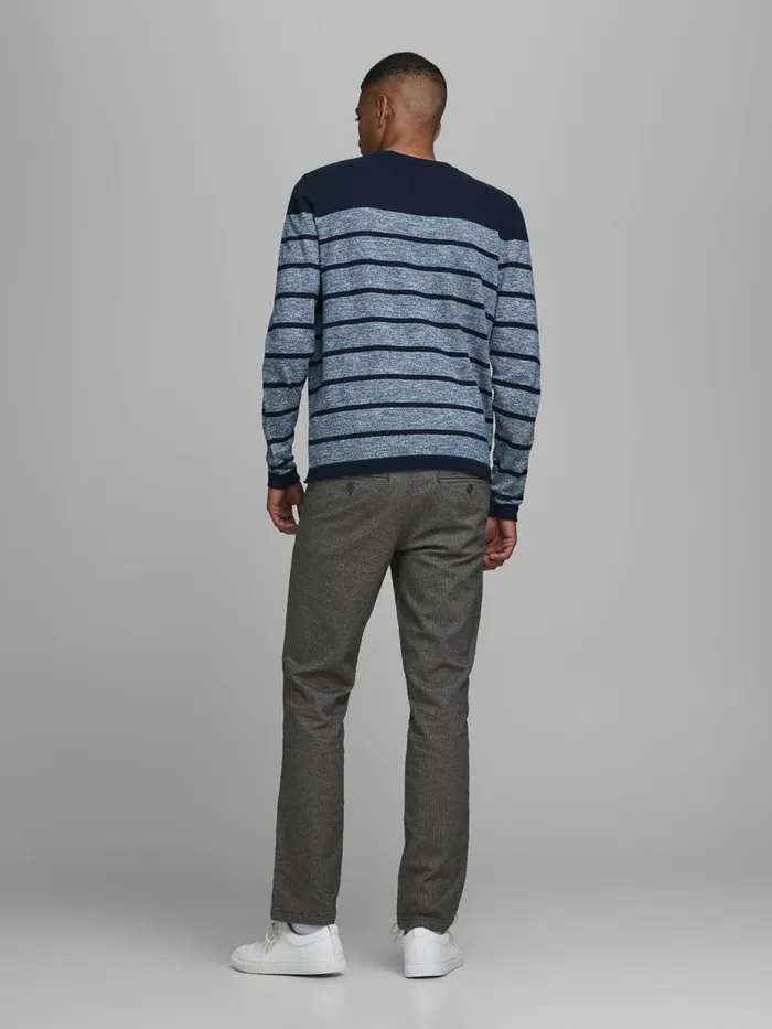 Trousers JACK and JONES Mens ROY HERRINGBONE CHINOS Grey Light Gray