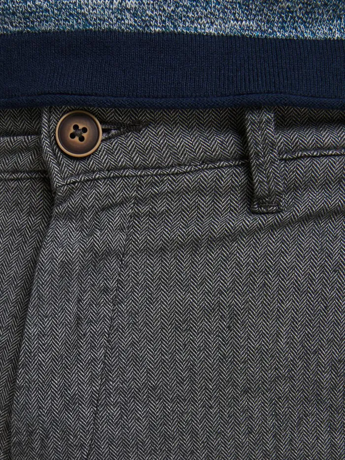 Trousers JACK and JONES Mens ROY HERRINGBONE CHINOS Grey Light Gray