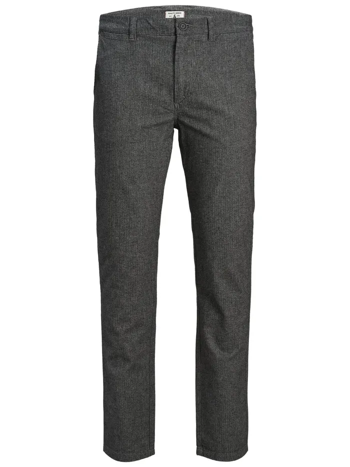 Trousers JACK and JONES Mens ROY HERRINGBONE CHINOS Grey Light Gray