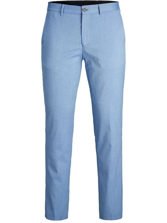 Trousers JACK and JONES Mens SUPER SLIM FIT SUIT TROUSERS Blue Chambray Blue