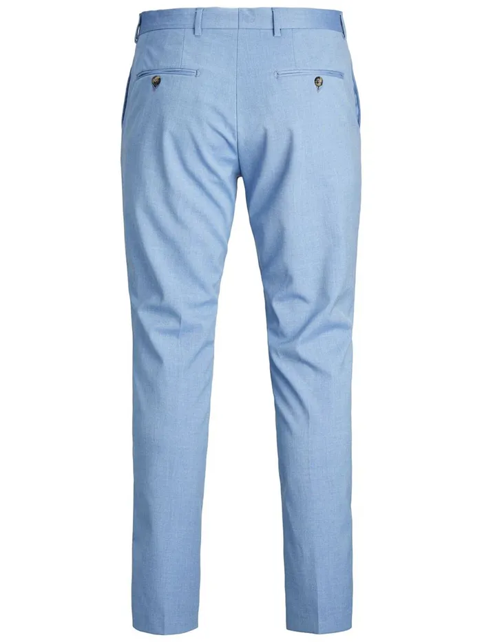Trousers JACK and JONES Mens SUPER SLIM FIT SUIT TROUSERS Blue Chambray Blue