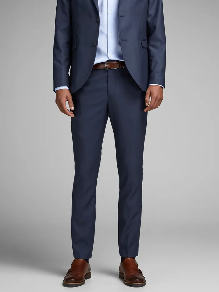 Trousers JACK and JONES Mens SUPER SLIM FIT SUIT TROUSERS Blue Dark Navy