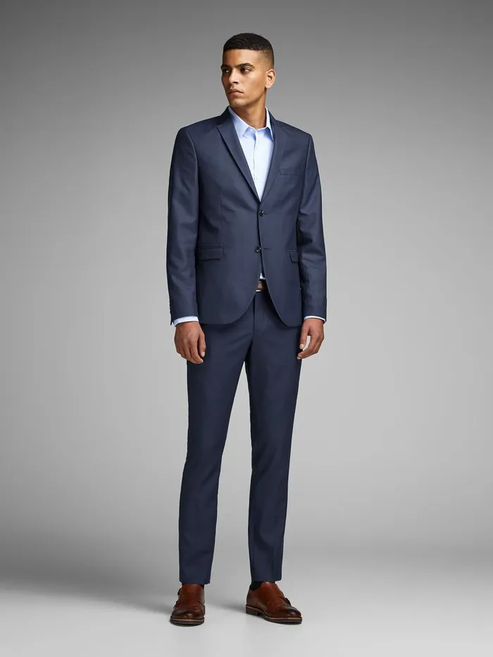 Trousers JACK and JONES Mens SUPER SLIM FIT SUIT TROUSERS Blue Dark Navy