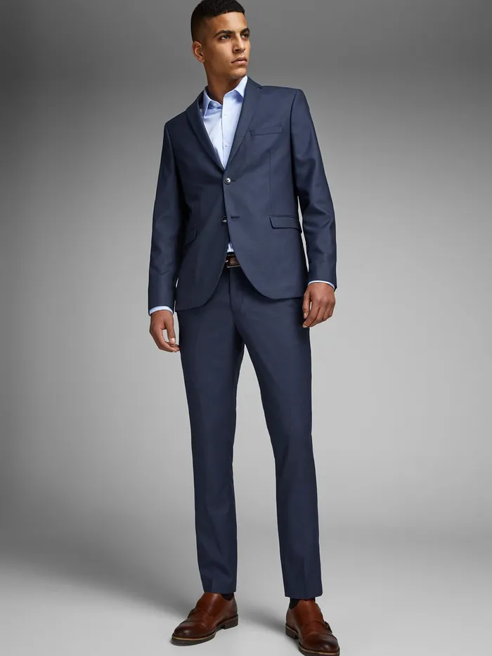 Trousers JACK and JONES Mens SUPER SLIM FIT SUIT TROUSERS Blue Dark Navy
