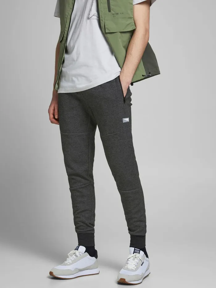 Trousers JACK and JONES Mens WILL JAIR SWEATPANTS Grey Dark Grey Melange Online